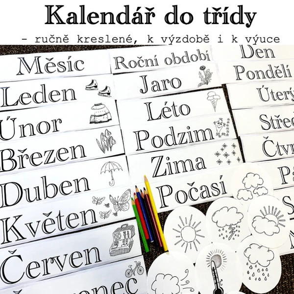 Kalendář do třídy - černobílý