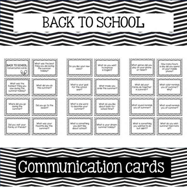 Back to school - conversation cards