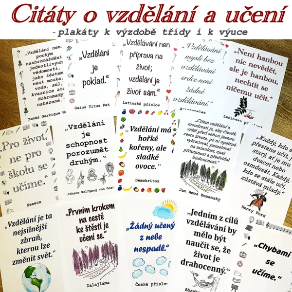 Citáty, přísloví o vzdělání a učení - plakáty