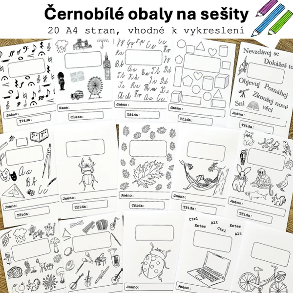 Obaly na sešity - černobílé