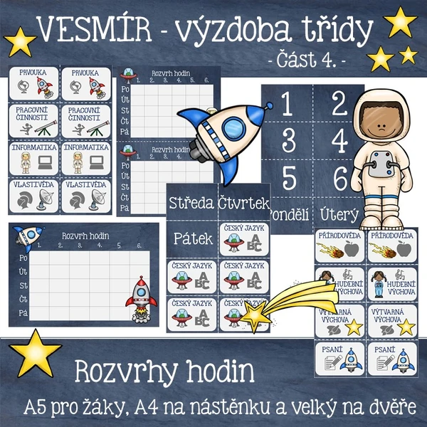 VESMÍR - Rozvrh hodin - výzdoba třídy