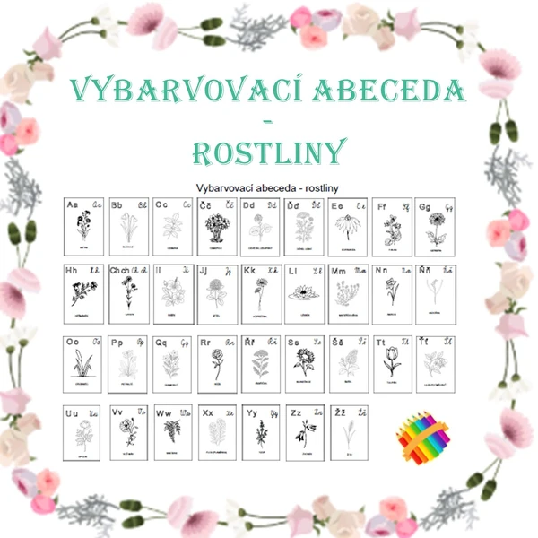 Vybarvovací abeceda - rostliny