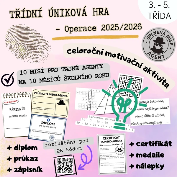 Třídní úniková hra , operace 2025/2026- celoroční motivační aktivita