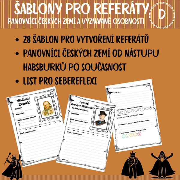 Šablony k referátům - panovníci českých zemí a významné české osobnosti 