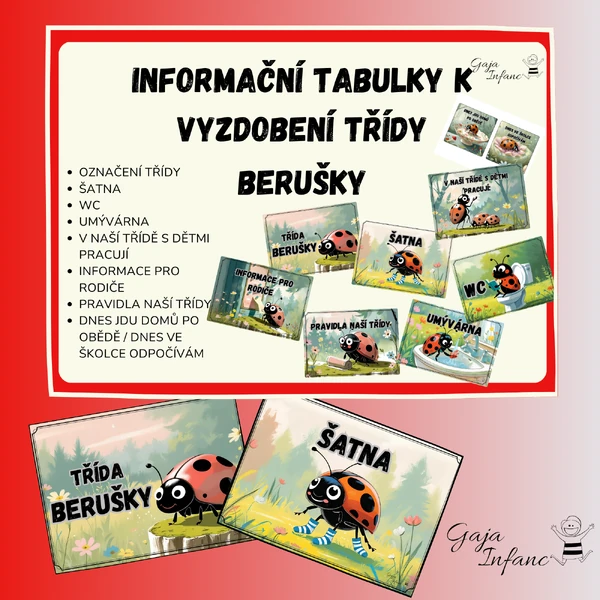 Informační tabulky k vyzdobení třídy- Berušky