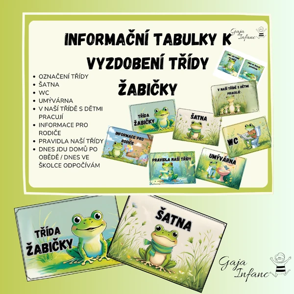 Informační tabulky k vyzdobení třídy-Žabičky