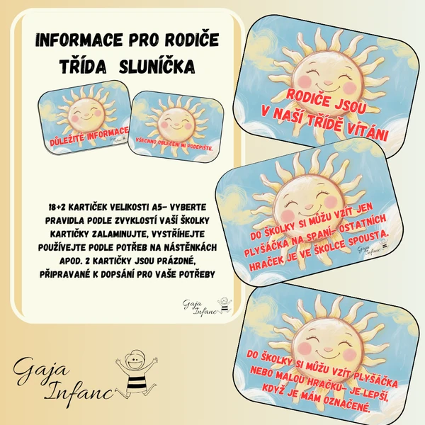 Informace pro rodiče- třída Sluníček