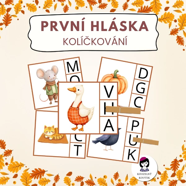Počáteční hlásky, určování první hlásky, první písmeno - kolíčkování | podzim