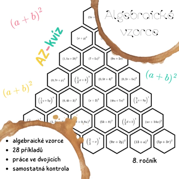 AZ-kvíz - algebraické vzorce (1. a 2. vzorec)
