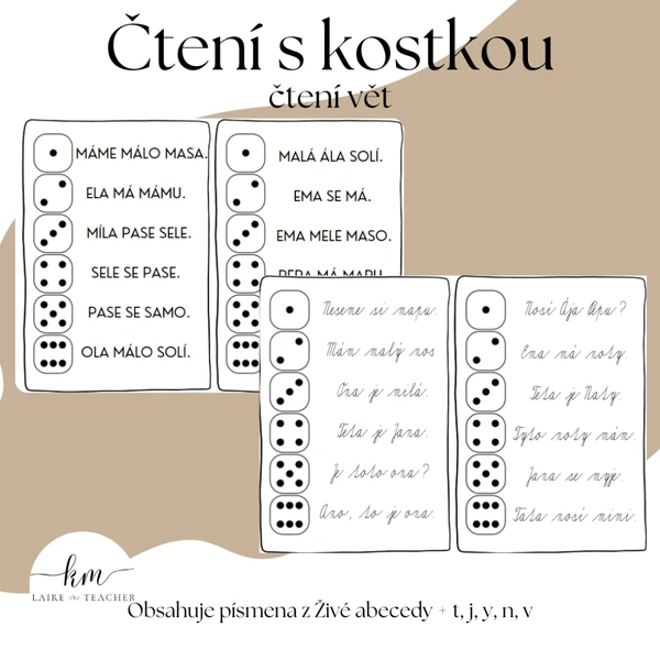 Hra s kostkou - čtení vět