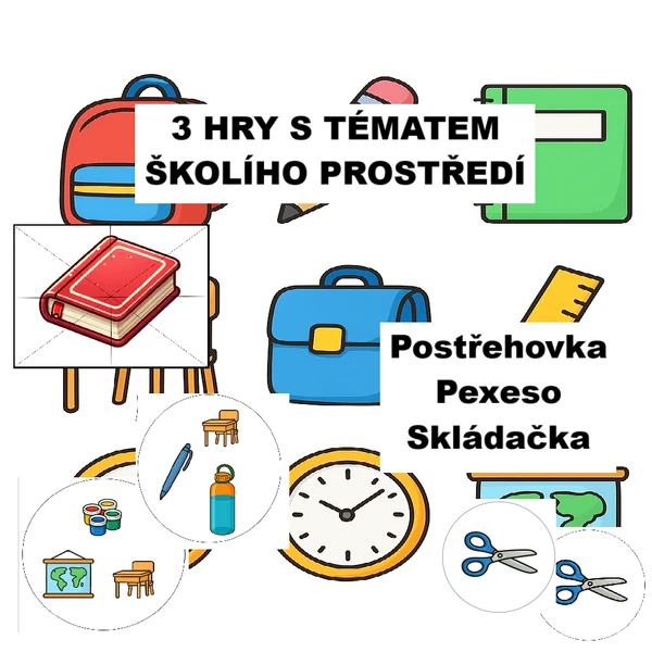 Postřehovka, skládačka, pexeso - školní prostředí