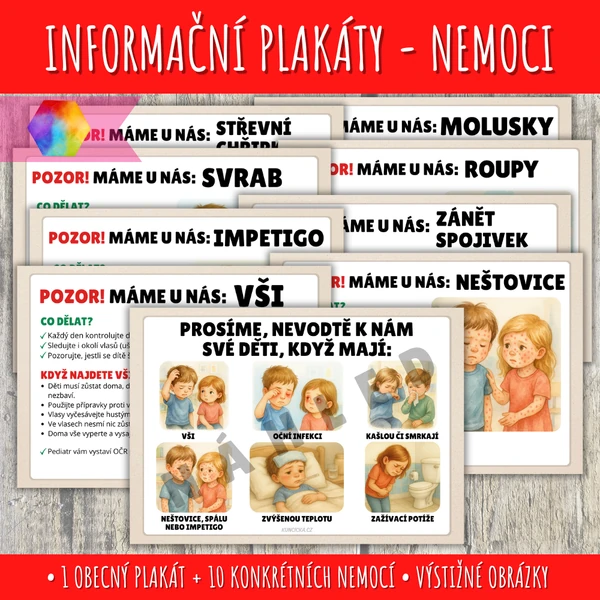 Dětské nemoci - informativní plakáty do MŠ
