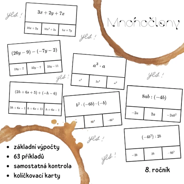Mnohočleny - základy (kolíčkovací karty)