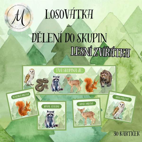 Losovátka - dělení do čtveřic, pětic a šestic - téma les