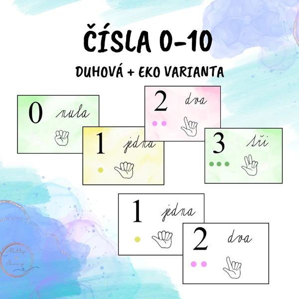 Číslice 0-10 duhové