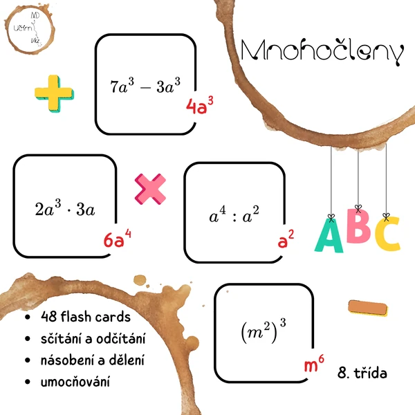 Mnohočleny - flash cards