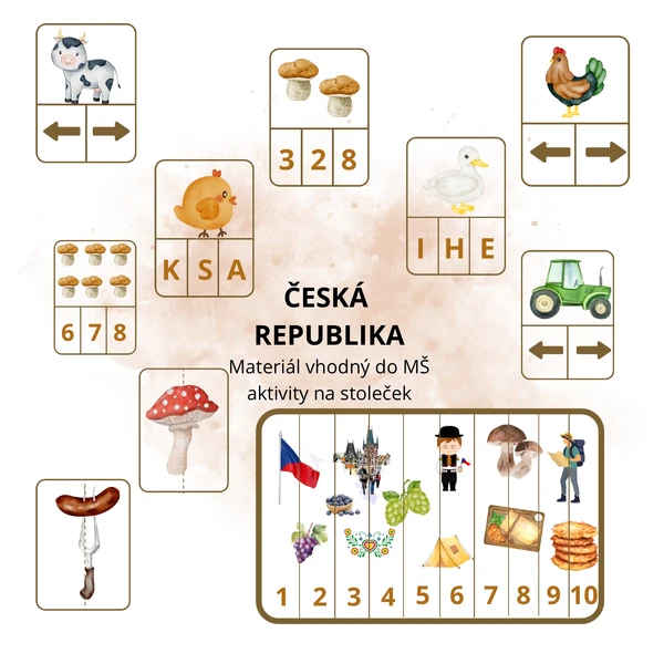🇨🇿Česká republika – pracovní listy a aktivity pro MŠ