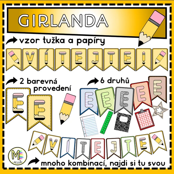 GIRLANDA - VZOR TUŽKA A PAPÍRY