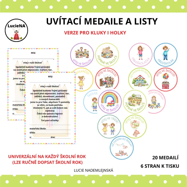 UVÍTACÍ MEDAILE A LISTY
