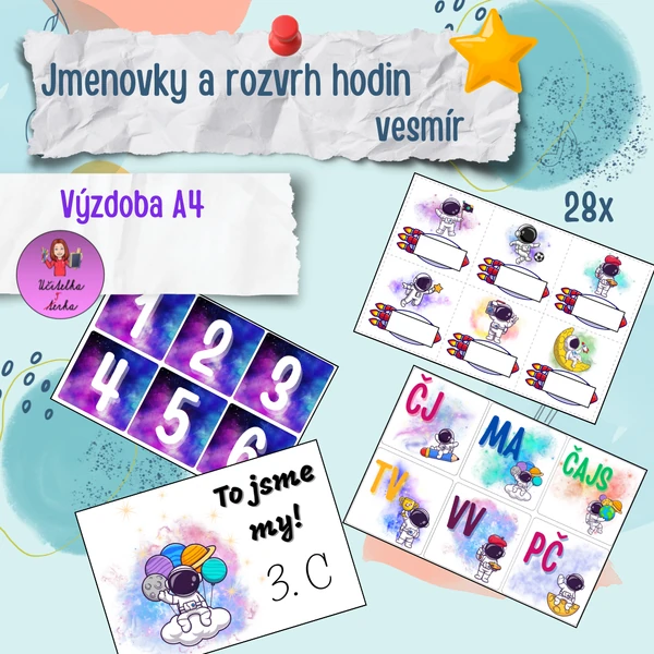 Jmenovky na dveře + rozvrh hodin VESMÍR