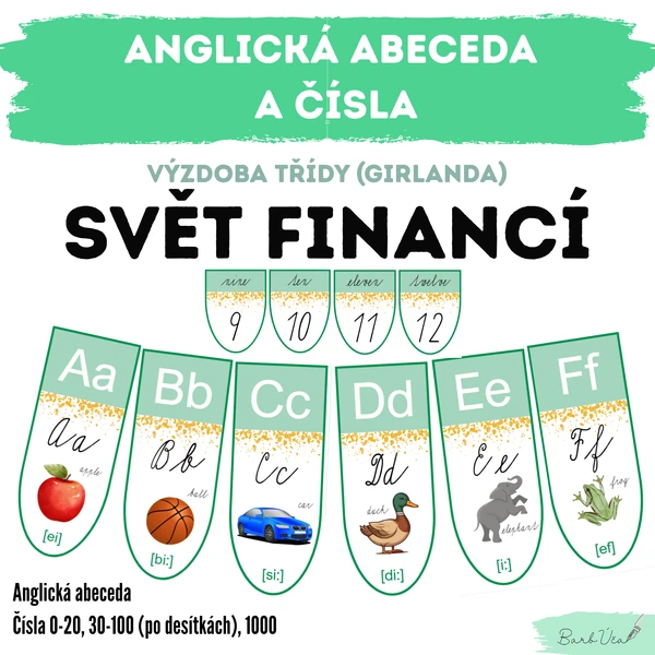 SVĚT FINANCÍ - Anglická abeceda a čísla (výzdoba)