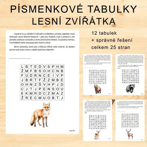 PÍSMENKOVÉ TABULKY - LESNÍ ZVÍŘÁTKA