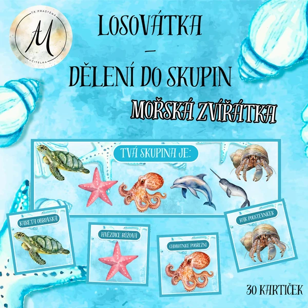 Losovátka - dělení do čtveřic, pětic a šestic - téma moře