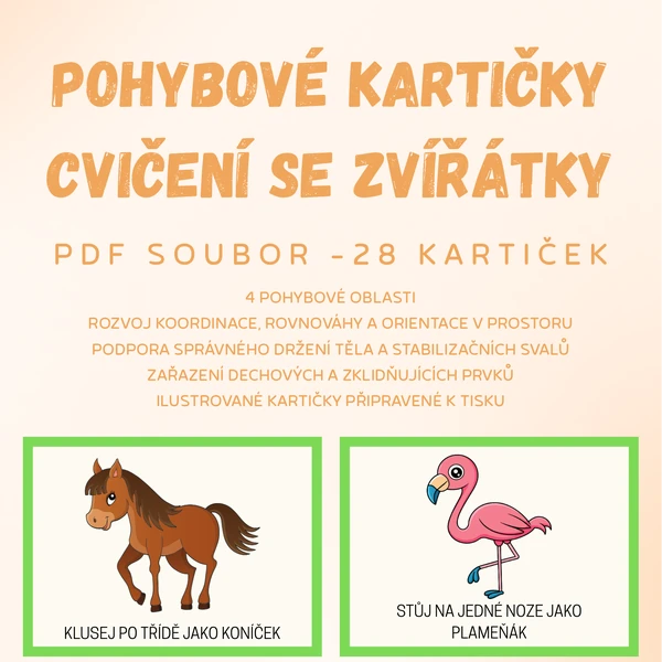 Pohybové kartičky - cvičíme se zvířátky 