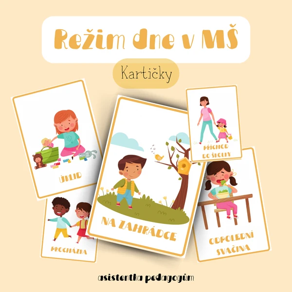 Režim dne v mateřské škole - kartičky