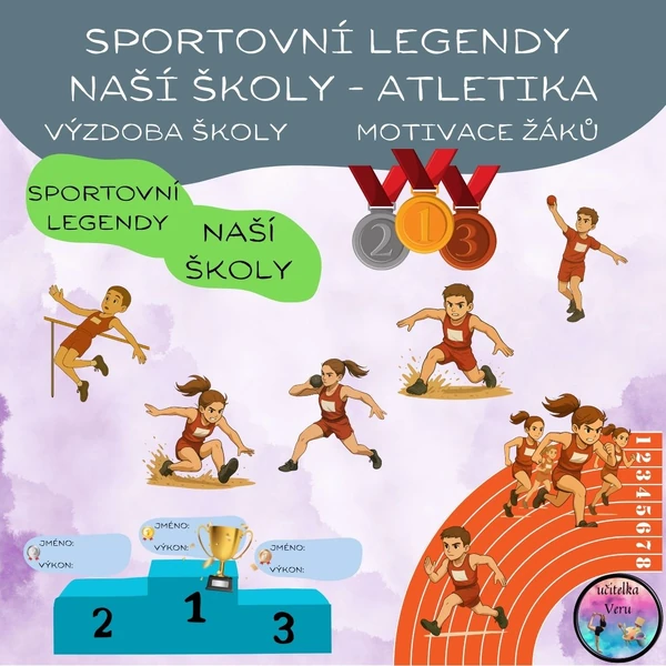 Sportovní legendy naší školy (atletika) - nástěnka 