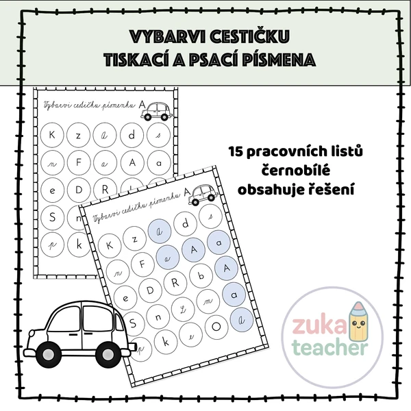 Vybarvi cestičku písmenku