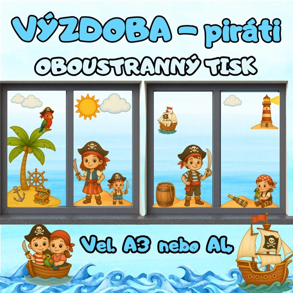 ⚓🏴‍☠️ OBOUSTRANNÁ PIRÁTSKÁ VÝZDOBA – MOŘE 🌊