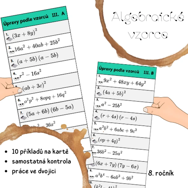 Algebraické vzorce - AB karty
