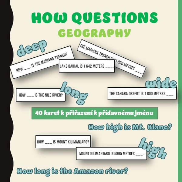 How questions (geography) - kartičky k procvičení