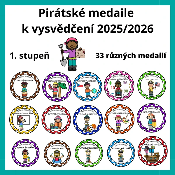 Pirátské medaile k vysvědčení 2025/2026