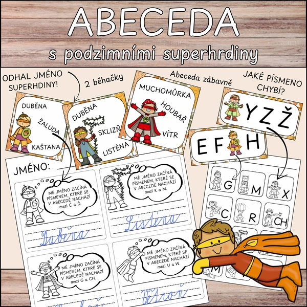 Superhrdinská běhací abeceda - řazení dle abecedy