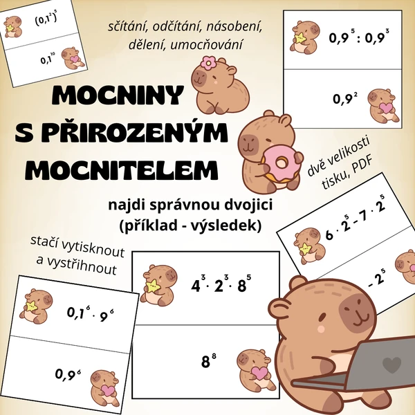 Mocniny s přirozeným mocnitelem - hledej dvojice