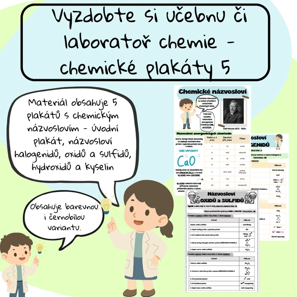 Chemické plakáty 5 - NÁZVOSLOVÍ - vyzdobte si učebnu či laboratoř chemie