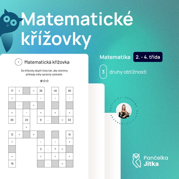 Matematické křížovky - sčítání a odčítání do 100, malá násobilka