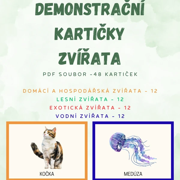 Demonstrační kartičky - zvířata