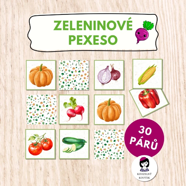 Zeleninové pexeso - zelenina, ovoce - hra