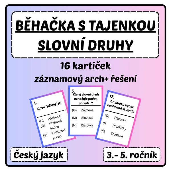 Slovní druhy - Běhačka s tajenkou
