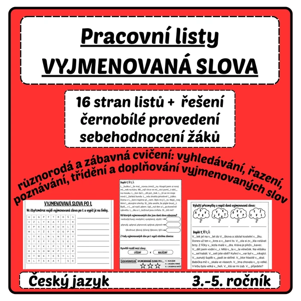 Pracovní listy - VYJMENOVANÁ SLOVA