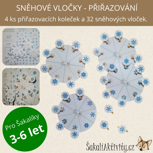 Sada aktivit - SNĚHOVÉ VLOČKY - PŘIŘAZOVACÍ KOLEČKO