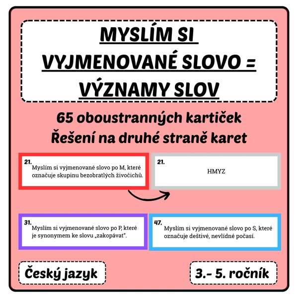 Myslím si vyjmenované slovo = významy slov