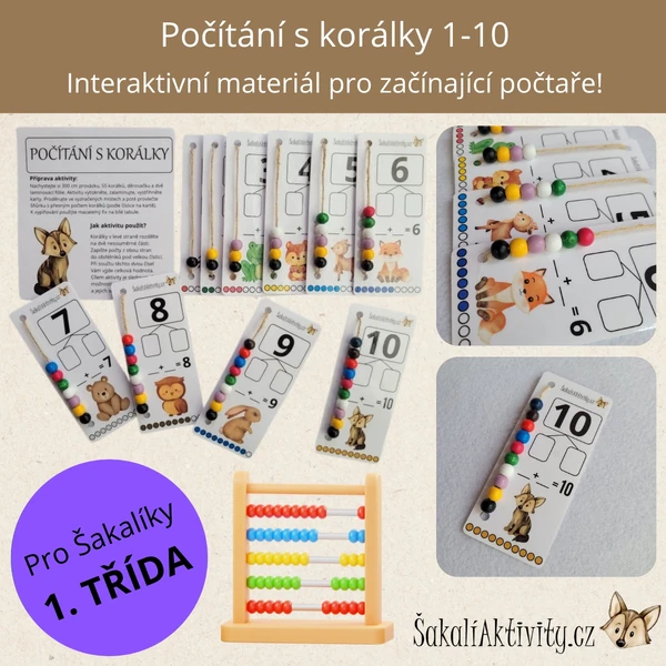 Počítání s korálky - kartičky 1-10