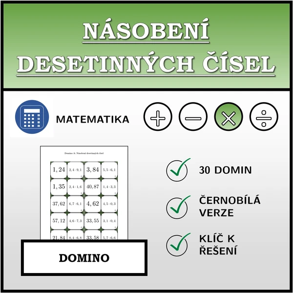 Domino - Násobení desetinných čísel | matematika