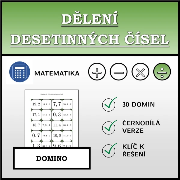 Domino - Dělení desetinných čísel | matematika