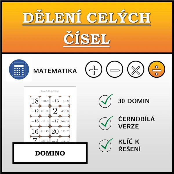 Domino - Dělení celých čísel | matematika