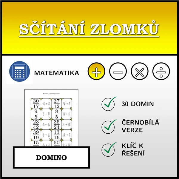 Domino - Sčítání zlomků | matematika